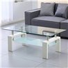 Table basse blanche avec deux plateaux en verre Titania 110x60x44h